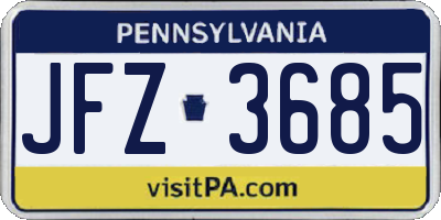 PA license plate JFZ3685