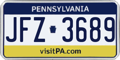 PA license plate JFZ3689