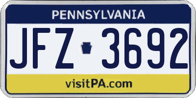 PA license plate JFZ3692