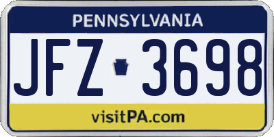 PA license plate JFZ3698