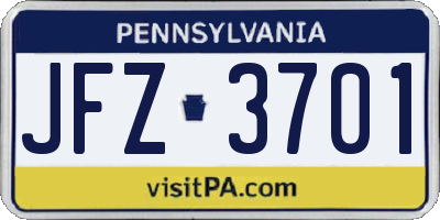 PA license plate JFZ3701