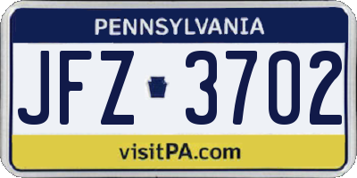 PA license plate JFZ3702