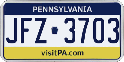 PA license plate JFZ3703