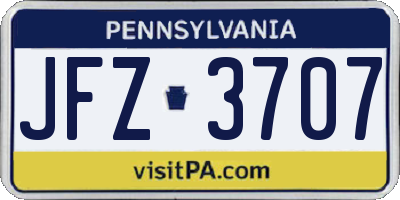 PA license plate JFZ3707