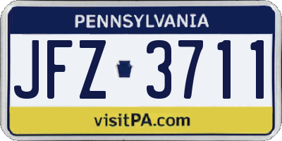 PA license plate JFZ3711