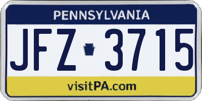PA license plate JFZ3715