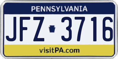 PA license plate JFZ3716