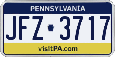 PA license plate JFZ3717