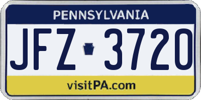PA license plate JFZ3720