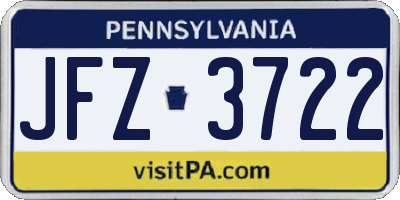 PA license plate JFZ3722