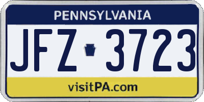 PA license plate JFZ3723