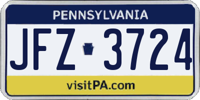 PA license plate JFZ3724