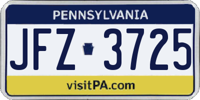 PA license plate JFZ3725
