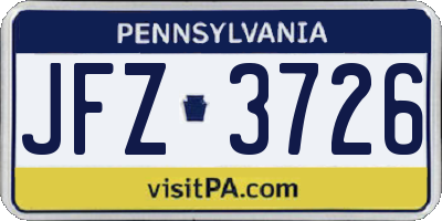 PA license plate JFZ3726