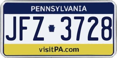 PA license plate JFZ3728