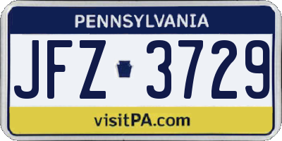 PA license plate JFZ3729