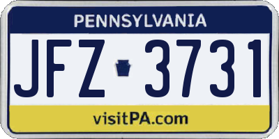 PA license plate JFZ3731
