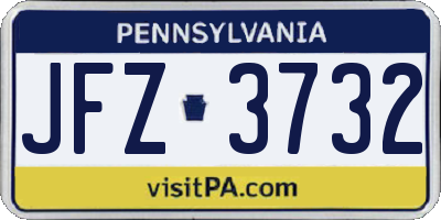 PA license plate JFZ3732