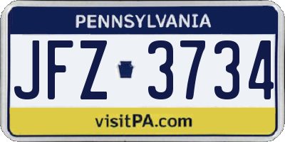 PA license plate JFZ3734