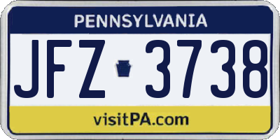 PA license plate JFZ3738