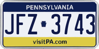 PA license plate JFZ3743