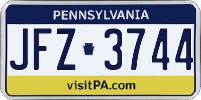 PA license plate JFZ3744