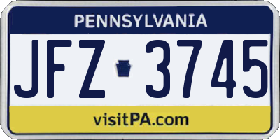 PA license plate JFZ3745