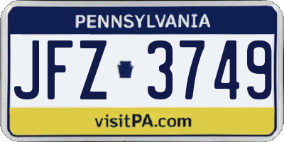 PA license plate JFZ3749