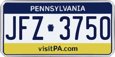 PA license plate JFZ3750
