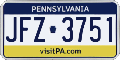 PA license plate JFZ3751