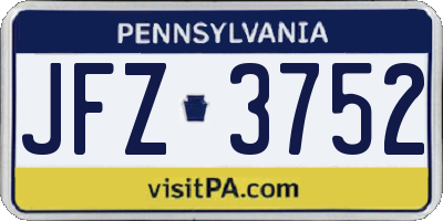 PA license plate JFZ3752