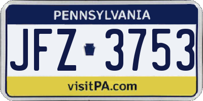 PA license plate JFZ3753