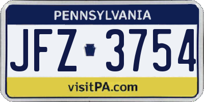 PA license plate JFZ3754