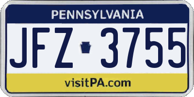 PA license plate JFZ3755