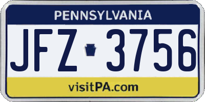 PA license plate JFZ3756