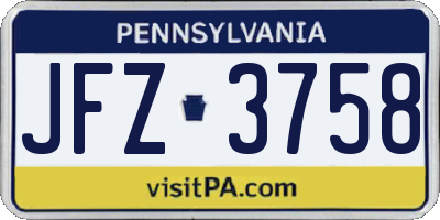 PA license plate JFZ3758