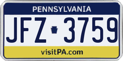 PA license plate JFZ3759