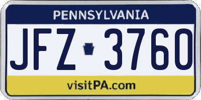 PA license plate JFZ3760