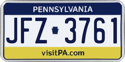 PA license plate JFZ3761