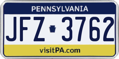 PA license plate JFZ3762