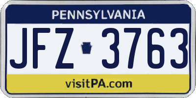PA license plate JFZ3763