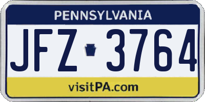 PA license plate JFZ3764