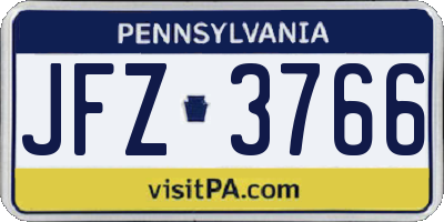 PA license plate JFZ3766