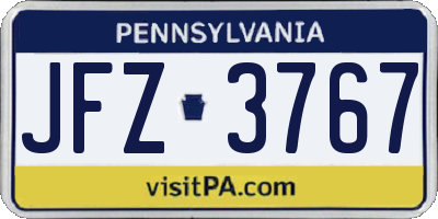 PA license plate JFZ3767