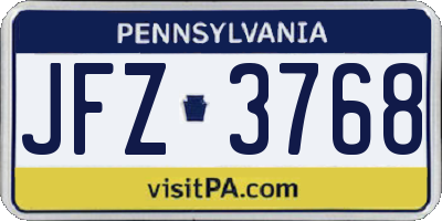 PA license plate JFZ3768