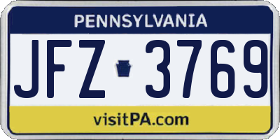 PA license plate JFZ3769