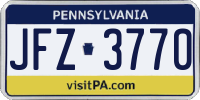 PA license plate JFZ3770