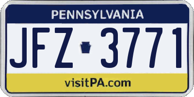 PA license plate JFZ3771