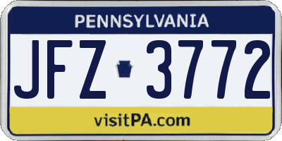 PA license plate JFZ3772