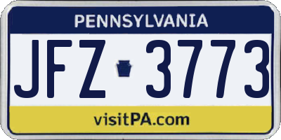 PA license plate JFZ3773